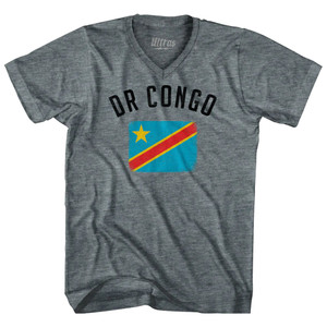 DR Congo Country Flag Heritage Adult Tri-Blend V-neck T-shirt - Athletic Grey DR Congo Country Flag Heritage Adult Tri-Blend V-neck T-shirt - Athletic Grey