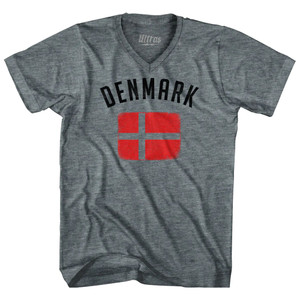 Denmark Country Flag Heritage Tri-Blend V-neck Womens Junior Cut T-shirt - Athletic Grey Denmark Country Flag Heritage Tri-Blend V-neck Womens Junior Cut T-shirt - Athletic Grey