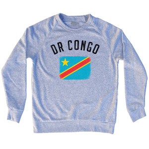 DR Congo Country Flag Heritage Adult Tri-Blend Sweatshirt - Heather Grey DR Congo Country Flag Heritage Adult Tri-Blend Sweatshirt - Heather Grey