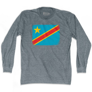 DR Congo Country Flag Adult Tri-Blend Long Sleeve T-shirt - Athletic Grey DR Congo Country Flag Adult Tri-Blend Long Sleeve T-shirt - Athletic Grey