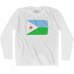 Djibouti Country Flag Adult Cotton Long Sleeve T-shirt - White