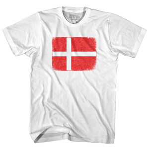 Denmark Country Flag Adult Cotton T-shirt - White Denmark Country Flag Adult Cotton T-shirt - White