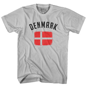 Denmark Country Flag Heritage Adult Cotton T-shirt - Cool Grey Denmark Country Flag Heritage Adult Cotton T-shirt - Cool Grey