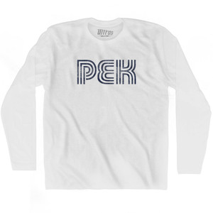 Beijing Airport PEK Adult Cotton Long Sleeve T-shirt - White