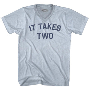 It Takes Two Adult Tri-Blend V-neck T-shirt - Athletic White