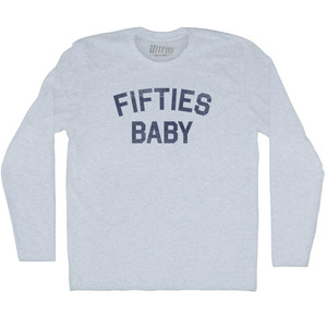 Fifties Baby Adult Tri-Blend Long Sleeve T-shirt - Athletic White Fifties Baby Adult Tri-Blend Long Sleeve T-shirt - Athletic White