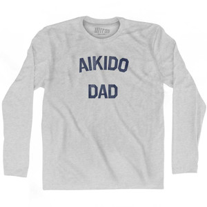 Aikido Dad Adult Cotton Long Sleeve T-shirt - Grey Heather
