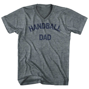 Handball Dad Adult Tri-Blend V-neck T-shirt - Athletic Grey