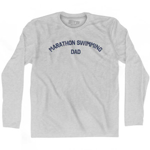 Marathon Swimming Dad Adult Cotton Long Sleeve T-shirt - Grey Heather Marathon Swimming Dad Adult Cotton Long Sleeve T-shirt - Grey Heather