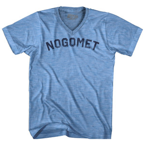 Croatian Nogomet Soccer Adult Tri-Blend V-neck T-shirt - Athletic Blue Croatian Nogomet Soccer Adult Tri-Blend V-neck T-shirt - Athletic Blue