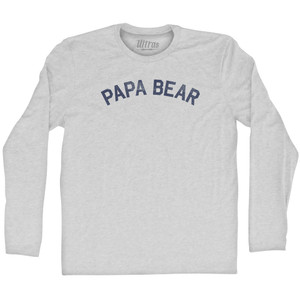 Papa Bear Adult Cotton Long Sleeve T-shirt - Grey Heather