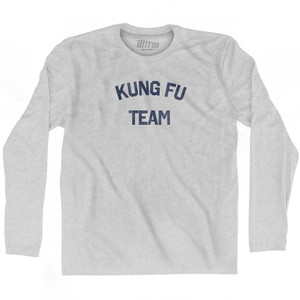 Kung Fu Team Adult Cotton Long Sleeve T-shirt - Grey Heather