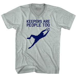Soccer Goal Keepers Are People Too Adult Tri-Blend V-neck T-shirt - Athletic Cool Grey Soccer Goal Keepers Are People Too Adult Tri-Blend V-neck T-shirt - Athletic Cool Grey