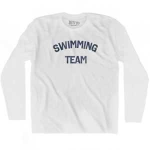 Swimming Team Adult Cotton Long Sleeve T-shirt - White Swimming Team Adult Cotton Long Sleeve T-shirt - White