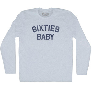 Sixties Baby Adult Tri-Blend Long Sleeve T-shirt - Athletic White Sixties Baby Adult Tri-Blend Long Sleeve T-shirt - Athletic White