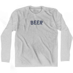 Beer Adult Cotton Long Sleeve T-shirt - Grey Heather