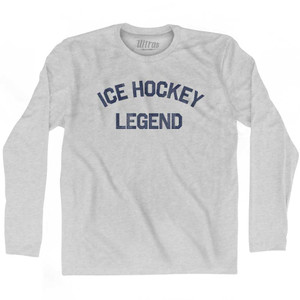 Ice Hockey Legend Adult Cotton Long Sleeve T-shirt - Grey Heather Ice Hockey Legend Adult Cotton Long Sleeve T-shirt - Grey Heather