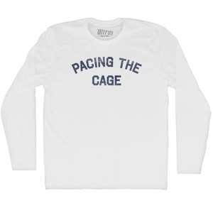 Pacing the Cage Adult Cotton Long Sleeve T-shirt - White