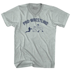 Vintage Pro-Wrestling Adult Tri-Blend V-neck T-shirt - Athletic Cool Grey Vintage Pro-Wrestling Adult Tri-Blend V-neck T-shirt - Athletic Cool Grey