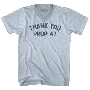 Thank You Prop 47 Adult Tri-Blend V-neck T-shirt - Athletic White Thank You Prop 47 Adult Tri-Blend V-neck T-shirt - Athletic White
