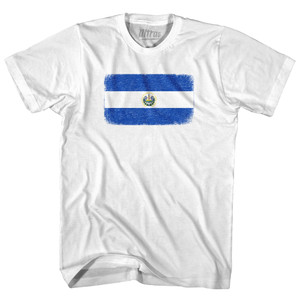 El Salvador Country Flag Womens Cotton Junior Cut T-Shirt - White El Salvador Country Flag Womens Cotton Junior Cut T-Shirt - White