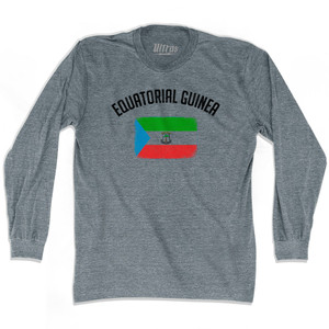 Equatorial Guinea Country Flag Heritage Adult Tri-Blend Long Sleeve T-shirt - Athletic Grey Equatorial Guinea Country Flag Heritage Adult Tri-Blend Long Sleeve T-shirt - Athletic Grey