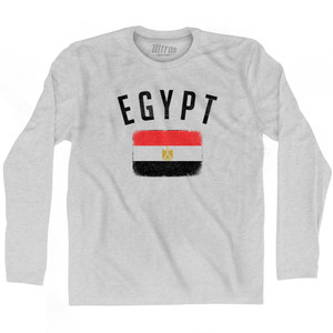 Egypt Country Flag Heritage Adult Cotton Long Sleeve T-shirt - Grey Heather Egypt Country Flag Heritage Adult Cotton Long Sleeve T-shirt - Grey Heather