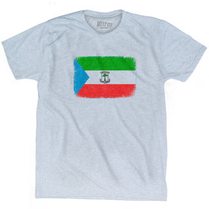 Equatorial Guinea Country Flag Adult Tri-Blend T-shirt - Athletic White