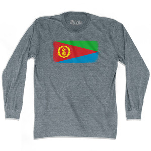 Eritrea Country Flag Adult Tri-Blend Long Sleeve T-shirt - Athletic Grey