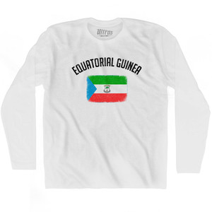 Equatorial Guinea Country Flag Heritage Adult Cotton Long Sleeve T-shirt - White