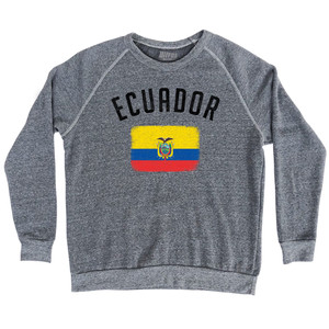 Ecuador Country Flag Heritage Adult Tri-Blend Sweatshirt - Athletic Grey Ecuador Country Flag Heritage Adult Tri-Blend Sweatshirt - Athletic Grey