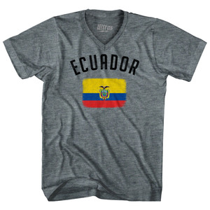 Ecuador Country Flag Heritage Tri-Blend V-neck Womens Junior Cut T-shirt - Athletic Grey Ecuador Country Flag Heritage Tri-Blend V-neck Womens Junior Cut T-shirt - Athletic Grey