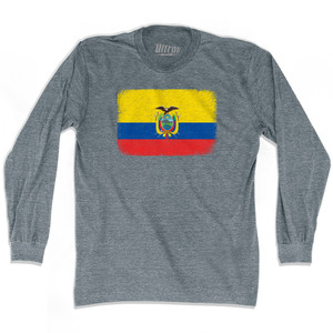 Ecuador Country Flag Adult Tri-Blend Long Sleeve T-shirt - Athletic Grey Ecuador Country Flag Adult Tri-Blend Long Sleeve T-shirt - Athletic Grey