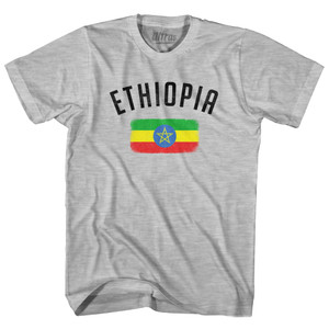 Ethiopia Country Flag Heritage Adult Cotton T-shirt - Grey Heather Ethiopia Country Flag Heritage Adult Cotton T-shirt - Grey Heather