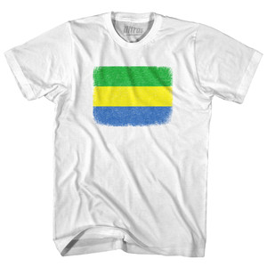 Gabon Country Flag Adult Cotton T-shirt - White