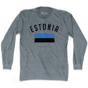 Estonia Country Flag Heritage Adult Tri-Blend Long Sleeve T-shirt - Athletic Grey Estonia Country Flag Heritage Adult Tri-Blend Long Sleeve T-shirt - Athletic Grey