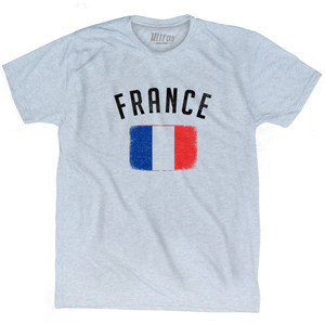France Country Flag Heritage Adult Tri-Blend T-shirt - Athletic White France Country Flag Heritage Adult Tri-Blend T-shirt - Athletic White