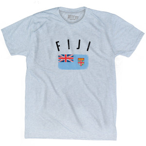 Fiji Country Flag Heritage Adult Tri-Blend T-shirt - Athletic White Fiji Country Flag Heritage Adult Tri-Blend T-shirt - Athletic White