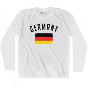Germany Country Flag Heritage Adult Cotton Long Sleeve T-shirt - White Germany Country Flag Heritage Adult Cotton Long Sleeve T-shirt - White