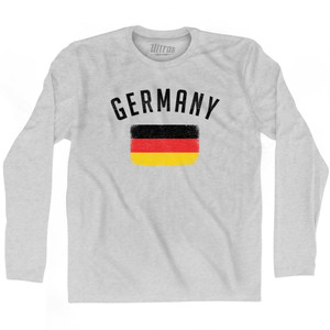 Germany Country Flag Heritage Adult Cotton Long Sleeve T-shirt - Grey Heather Germany Country Flag Heritage Adult Cotton Long Sleeve T-shirt - Grey Heather