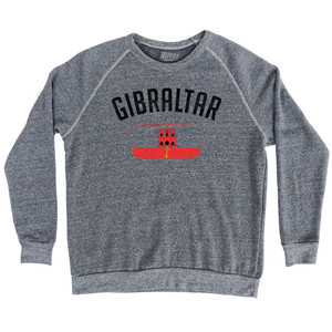 Gibraltar Country Flag Heritage Adult Tri-Blend Sweatshirt - Athletic Grey Gibraltar Country Flag Heritage Adult Tri-Blend Sweatshirt - Athletic Grey