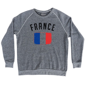 France Country Flag Heritage Adult Tri-Blend Sweatshirt - Athletic Grey France Country Flag Heritage Adult Tri-Blend Sweatshirt - Athletic Grey