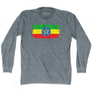 Ethiopia Country Flag Adult Tri-Blend Long Sleeve T-shirt - Athletic Grey Ethiopia Country Flag Adult Tri-Blend Long Sleeve T-shirt - Athletic Grey