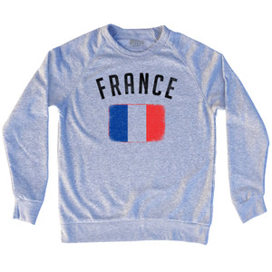 France Country Flag Heritage Adult Tri-Blend Sweatshirt - Heather Grey France Country Flag Heritage Adult Tri-Blend Sweatshirt - Heather Grey