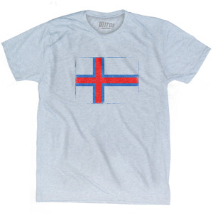 Faroe Islands Country Flag Adult Tri-Blend T-shirt - Athletic White