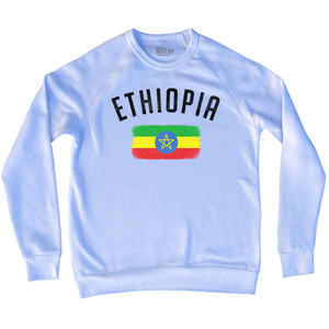 Ethiopia Country Flag Heritage Adult Tri-Blend Sweatshirt - White Ethiopia Country Flag Heritage Adult Tri-Blend Sweatshirt - White