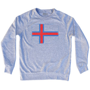 Faroe Islands Country Flag Adult Tri-Blend Sweatshirt - Heather Grey