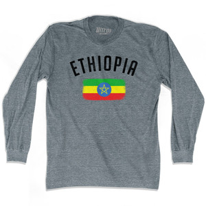 Ethiopia Country Flag Heritage Adult Tri-Blend Long Sleeve T-shirt - Athletic Grey Ethiopia Country Flag Heritage Adult Tri-Blend Long Sleeve T-shirt - Athletic Grey