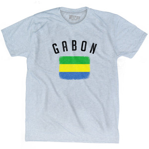 Gabon Country Flag Heritage Adult Tri-Blend T-shirt - Athletic White Gabon Country Flag Heritage Adult Tri-Blend T-shirt - Athletic White