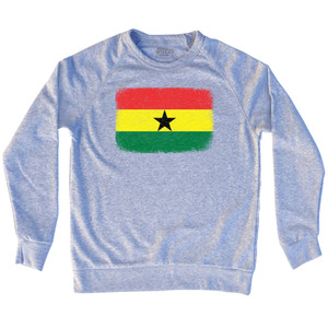 Ghana Country Flag Adult Tri-Blend Sweatshirt - Heather Grey